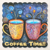 Paper COASTERS- 6-pack - Coffee Time!! Kartonnen Onderzetters (Voorkant)