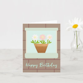 Paper Craft Daisies at House Window Birthday Card Kaart