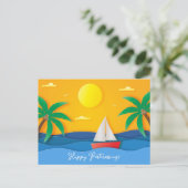 Paper Craft Sunset Ocean Sailing Briefkaart (Staand voorkant)