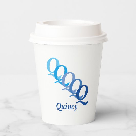 Paper Cup - Gearceerde Initialen, Naam in Blues Papieren Bekers (Achterkant)