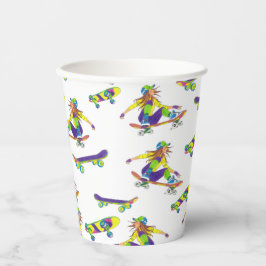 Paper Cup Skateboard Girl Papieren Bekers