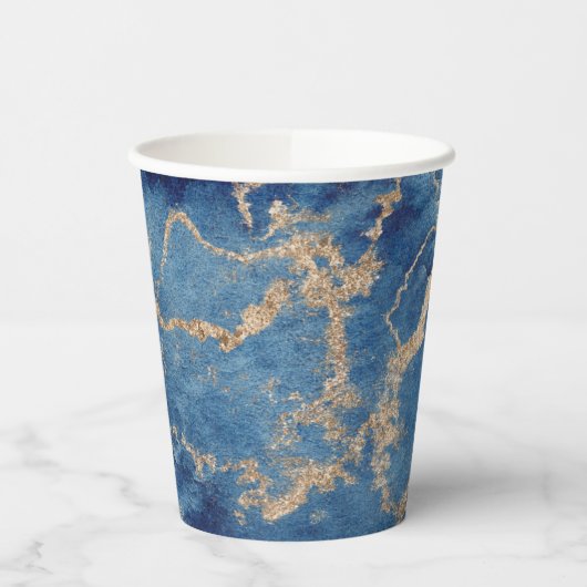 Paper Cups (236 ml) - Blue & Gold Pattern Papieren Bekers (Links)