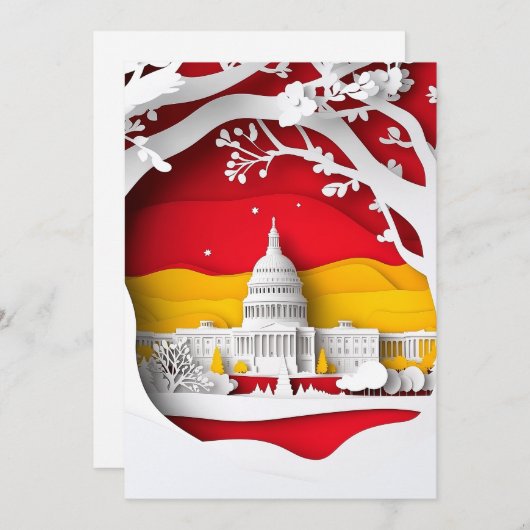 Paper Cut ontwerp Washington DC kaart (Voorkant / Achterkant)
