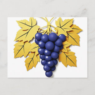Paper Cut Style Cluster van Druiven met Elegant Briefkaart