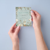PAPER Cute Bunny Foliage 2e verjaardag Boy Invite Flyer (Hand)
