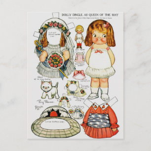 Paper Dolly Queen of the May Paper Doll Postcard Briefkaart