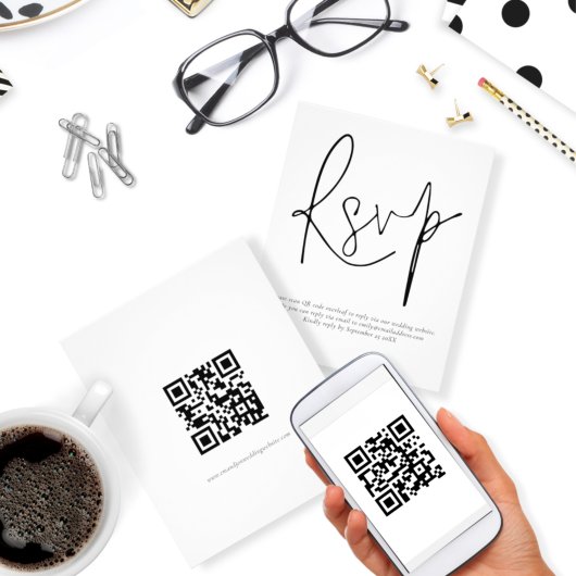 PAPER Eenvoudig QR-code-script bruiloft RSVP Flyer