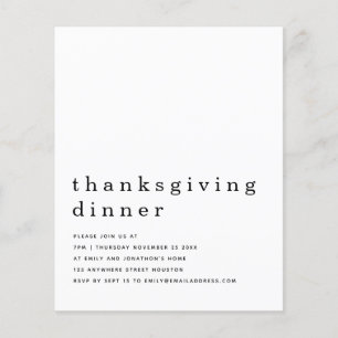 PAPER   Eenvoudige tekst Thanksgiving diner uitnod Flyer