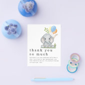 PAPER Elephant Boy Baby shower Blue Dank u Flyer (Enkel)
