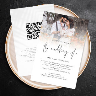 PAPER Foto QR-code Script Trouwkaart Uitnodiging Flyer
