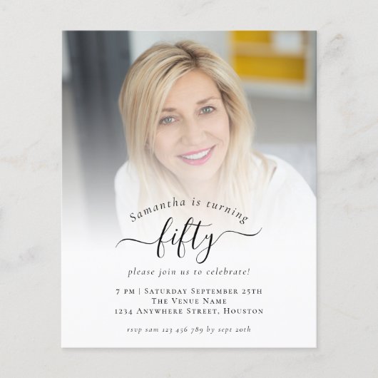 PAPER Foto Script 50th Birthday Party Invitation Flyer (Voorkant)