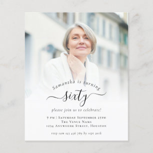 PAPER Foto Script 60th Birthday Party Invitation Flyer