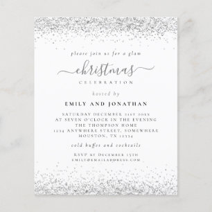 PAPER Glam Zilver Glitter Kerstfeest Uitnodiging Flyer