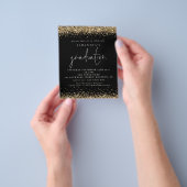 PAPER Gold Glitter 2022 Afstuderen Black Invite Flyer (Hand)