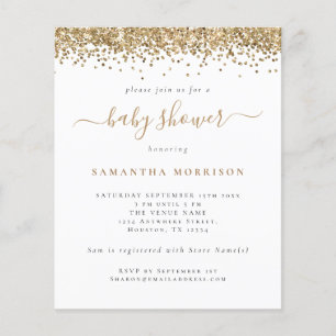 PAPER Gold Glitter Girl of Boy Baby shower nodigt Flyer