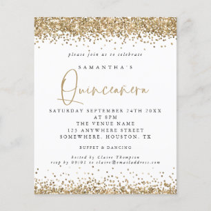 PAPER Gold Glitter Quinceañera 15e verjaardag Flyer
