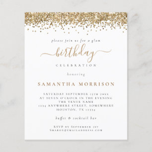 PAPER Gouden Glitter Uitnodiging Verjaardagsfees Flyer