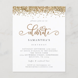 PAPER Gouden Glitter Verjaardagsuitnodiging Flyer