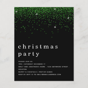PAPER Groene Glitter Kerstfeest Uitnodiging Zwar Flyer