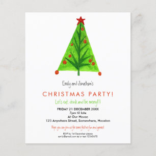 PAPER   Heden-daagse Kerstboom Kerstfeest Uitnodig Flyer