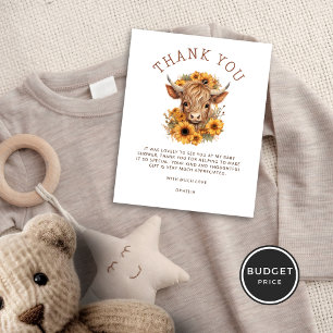 PAPER Highland Koe Zonnebloemen Baby shower Bedank Flyer