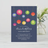 Paper Lantern Summer Birthday Party Uitnodiging (Staand voorkant)