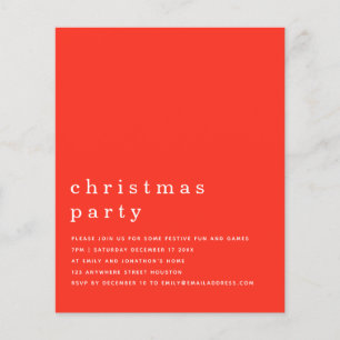 PAPER Minimal Rood Witte Kerstfeest Uitnodiging Flyer
