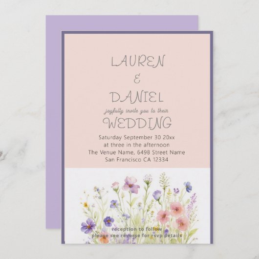 PAPER Minimalistische Tekst QR-code Bloemige Bruil Kaart (Voorkant / Achterkant)