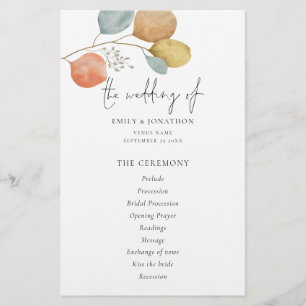 PAPER Modieus Watercolor Bloemen Bruidsprogramma Flyer
