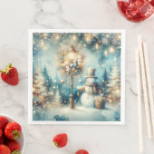 Paper Napkin-Vintage Christmas Snowman Servet (Insitu)