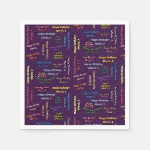 Paper Napkins March, 3 verjaardag Servet