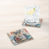 Paper Owl Coaster Vierkante Kartonnen Onderzetter (Insitu)