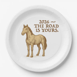 Paper Plates with motivational text and horse Papieren Bordje