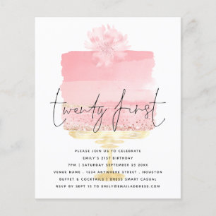 PAPER Roze Cake Script 21e Verjaardagsuitnodiging Flyer