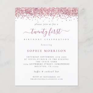PAPER Roze Glitter Uitnodiging Eenentwintigste Fee Flyer