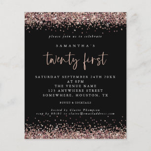 PAPER Roze Goud Glitter Zwart 21ste Feest Uitnod Flyer