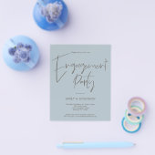 PAPER Script Engagement Party Dusty Blue Uitnodige Flyer (Enkel)