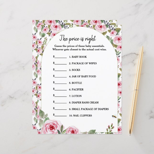 Paper Sheet spel De prijs is goed (Voorkant / Achterkant in situ)