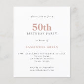 PAPER Simple Text Blush 50th Birthday Invitation Flyer (Voorkant)