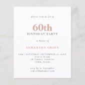 PAPER Simple Text Blush 60th Birthday Invitation Flyer (Voorkant)