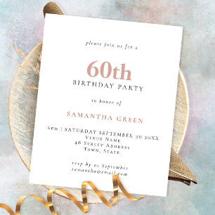 PAPER Simple Text Blush 60th Birthday Invitation Flyer
