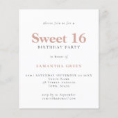 PAPER Simple Text Blush Sweet 16 Birthday Invite Flyer (Voorkant)