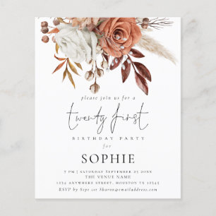 PAPER Terracotta Bloemen Script 21ste Feest Uitnod Flyer