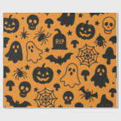 Paper wrapping paper with Halloween-themed pattern Cadeaupapier (Vlak)