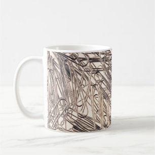 Paperclips voor het vastmaken van papieren bladen koffiemok