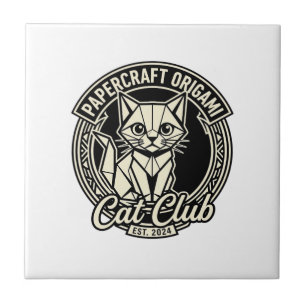 Papercraft Origami Kat Grappige Kat Grafisch - Pap Tegeltje