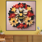 Papercraft Quilling Bee and Floral Design  Canvas Afdruk (Insitu (Woonkamer))
