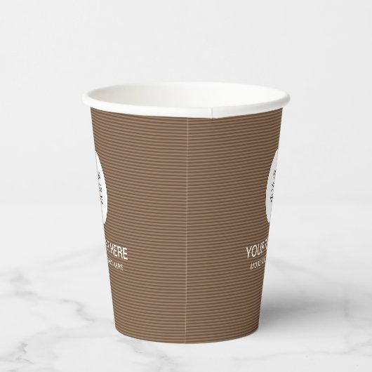 Papercup Business Logo Tekst hier Koffiekleur Papieren Bekers (Rechts)