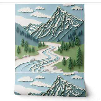 Papercut Design -Berg Behang