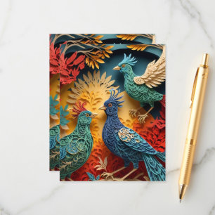 Papercut Fantasy Birds Informatiekaartje